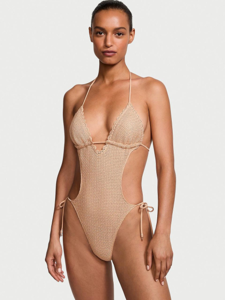 Купальник Victoria's Secret монокіні з в'язаної тканини 1159857606 (Бежевий XL)