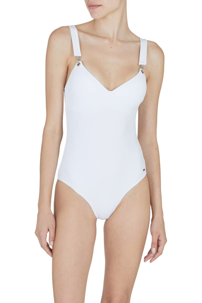 Сдельный купальник Emporio Armani в рубчик 1159863108 (Белый L)