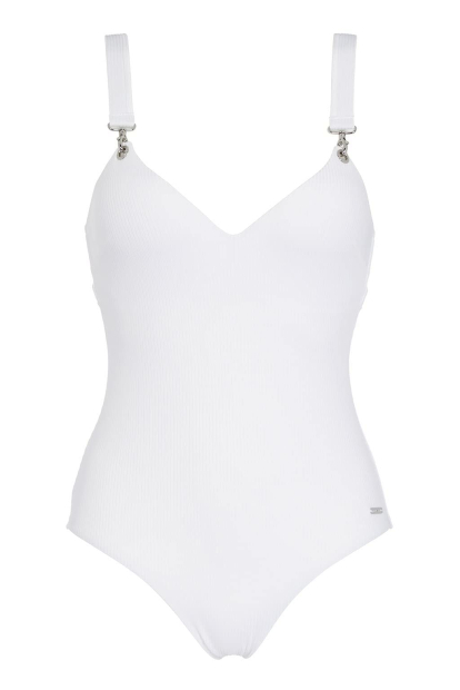 Сдельный купальник Emporio Armani в рубчик 1159863108 (Белый L)