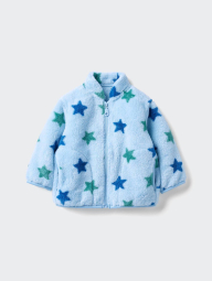 Дитяча хутряна куртка UNIQLO з принтом 1159862563 (Блакитний 12-18М) на зріст 75-85 см
