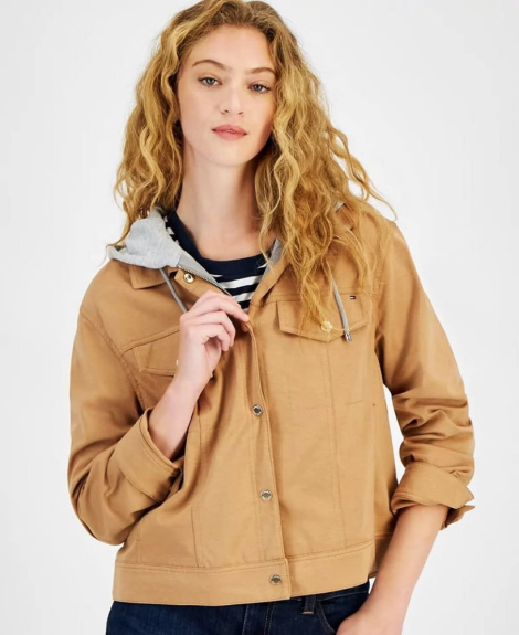 Женская куртка-рубашка Tommy Hilfiger с капюшоном 1159840543 (Коричневый XL)