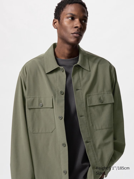 Куртка-сорочка Uniqlo на гудзиках 1159846830 (Оливковий XL)