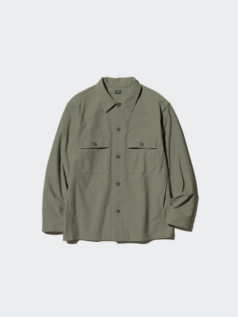 Куртка-сорочка Uniqlo на гудзиках 1159846830 (Оливковий XL)