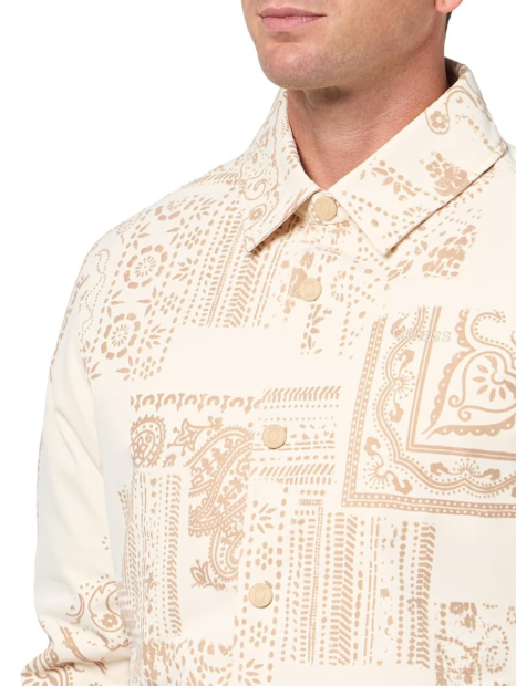 Мужская куртка-рубашка GUESS с принтом 1159848305 (Бежевый M)