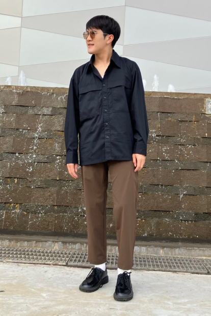 Легка куртка-сорочка Uniqlo на гудзиках 1159851131 (Чорний L)