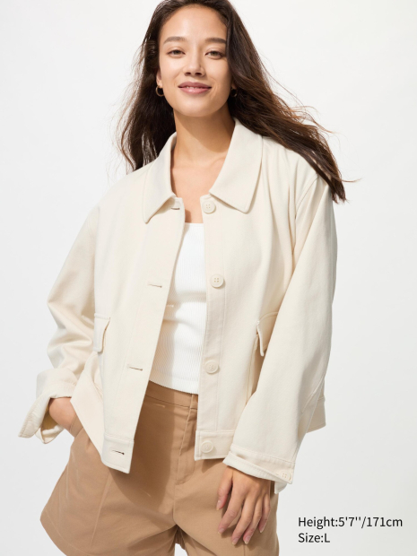 Куртка-рубашка Uniqlo на пуговицах 1159851135 (Молочный XXL)