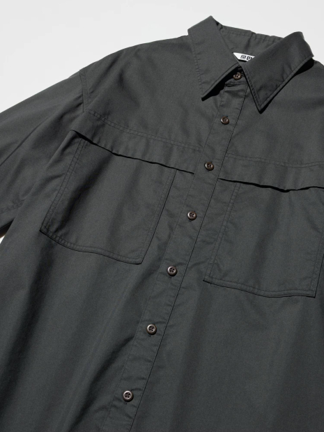 Лёгкая куртка-рубашка Uniqlo на пуговицах 1159854236 (Серый M)