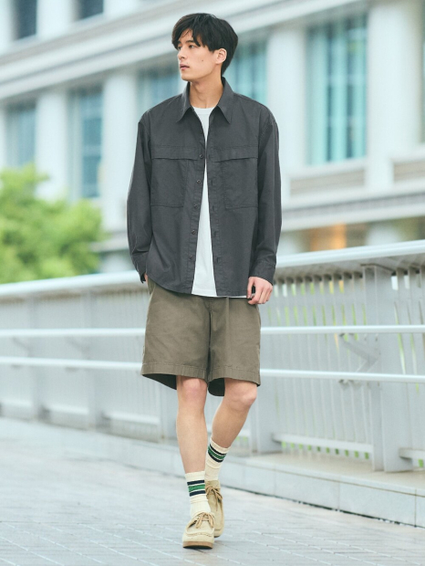 Лёгкая куртка-рубашка Uniqlo на пуговицах 1159854236 (Серый M)