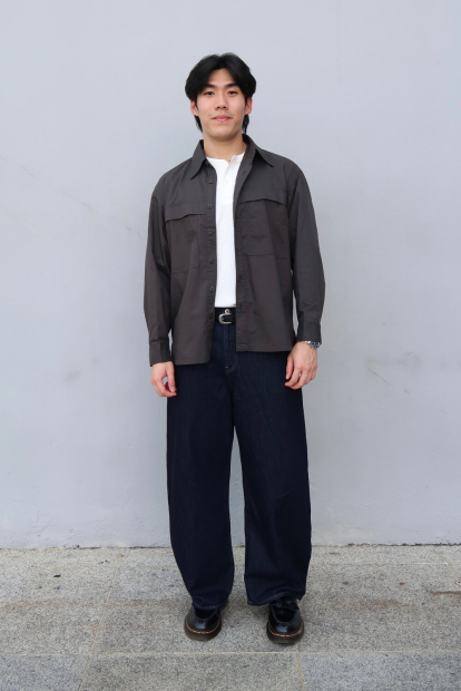 Лёгкая куртка-рубашка Uniqlo на пуговицах 1159854236 (Серый M)