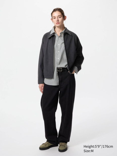 Куртка-сорочка оверсайз UNIQLO на блискавці 1159855090 (Сірий L)