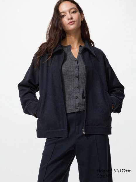 Куртка-сорочка оверсайз UNIQLO на блискавці 1159855092 (Синій XL)