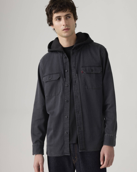 Мужская куртка-рубашка Levi's с капюшоном 1159909305 (Черный L)