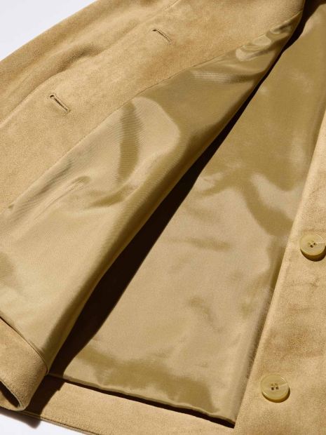 Укороченная куртка-рубашка Uniqlo из экозамши 1160604717 (Бежевый S)