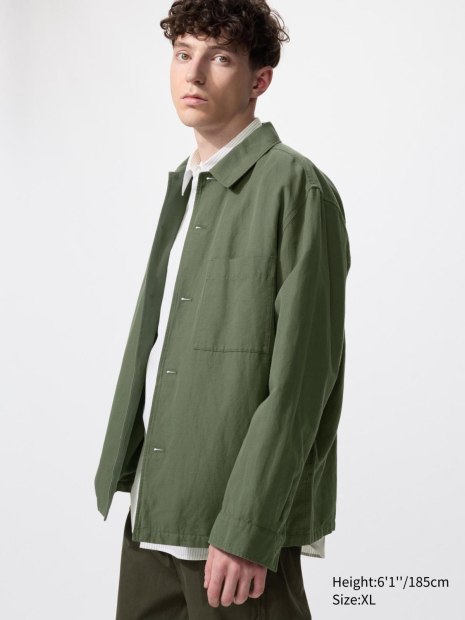 Куртка-рубашка UNIQLO на пуговицах 1160676049 (Зеленый XL)