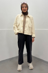 Куртка-сорочка Uniqlo на гудзиках 1159851135 (Молочний XXL)