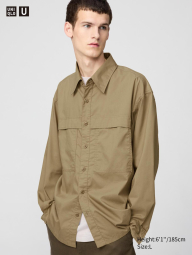 Лёгкая куртка-рубашка Uniqlo на пуговицах 1159852571 (Коричневый L)