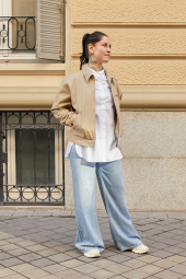 Куртка-рубашка Uniqlo на молнии 1159852908 (Бежевый M)