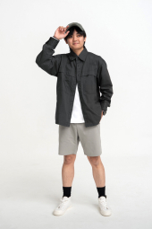 Лёгкая куртка-рубашка Uniqlo на пуговицах 1159854236 (Серый M)