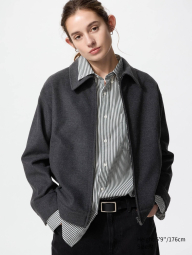 Куртка-сорочка оверсайз UNIQLO на блискавці 1159855090 (Сірий L)