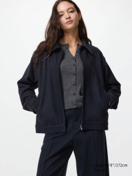 Куртка-сорочка оверсайз UNIQLO на блискавці 1159855092 (Синій XL)