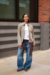 Куртка-сорочка оверсайз UNIQLO на блискавці 1159855345 (Бежевий S)