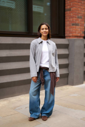 Куртка-рубашка оверсайз UNIQLO на молнии 1159855770 (Серый L)