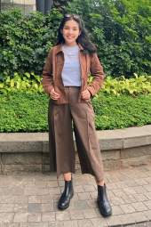 Укорочена куртка-сорочка Uniqlo з екозамші 1160344947 (Коричневий M)