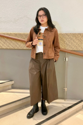 Укорочена куртка-сорочка Uniqlo з екозамші 1160344947 (Коричневий M)