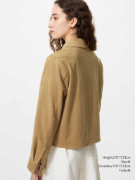 Укорочена куртка-сорочка Uniqlo з екозамші 1160604717 (Бежевий S)
