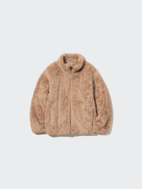 Детская мягкая куртка UNIQLO из искусственного меха 1159844046 (Бежевый 145-155)