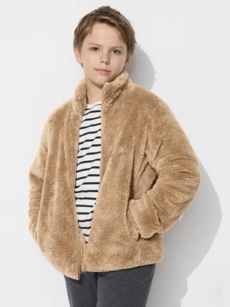 Детская мягкая куртка UNIQLO из искусственного меха 1159844046 (Бежевый 145-155)