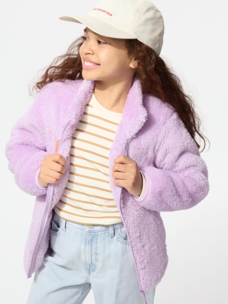 Детская мягкая куртка UNIQLO из искусственного меха 1159856884 (Сиреневый 13) на рост 155-165 см