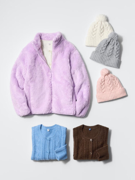 Детская мягкая куртка UNIQLO из искусственного меха 1159856884 (Сиреневый 13) на рост 155-165 см