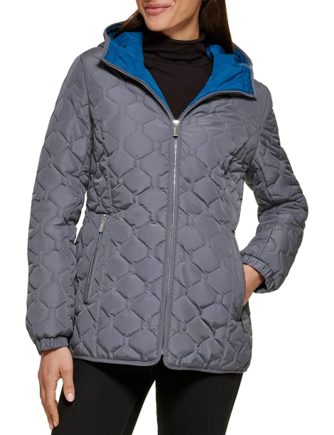 Жіноча стьобана куртка Guess з капюшоном 1159839750 (Сірий S)