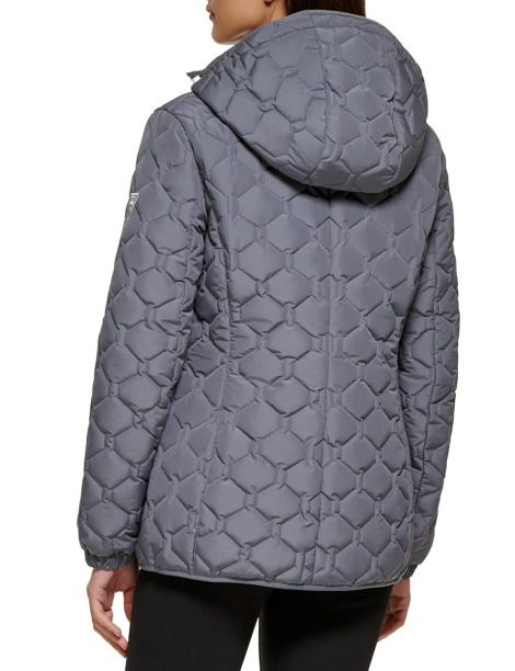 Жіноча стьобана куртка Guess з капюшоном 1159839750 (Сірий S)