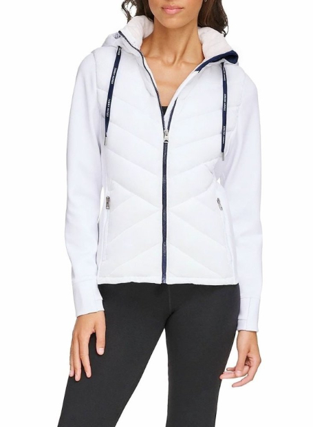 Женская стеганая куртка с капюшоном Tommy Hilfiger 1159841188 (Белый XL)
