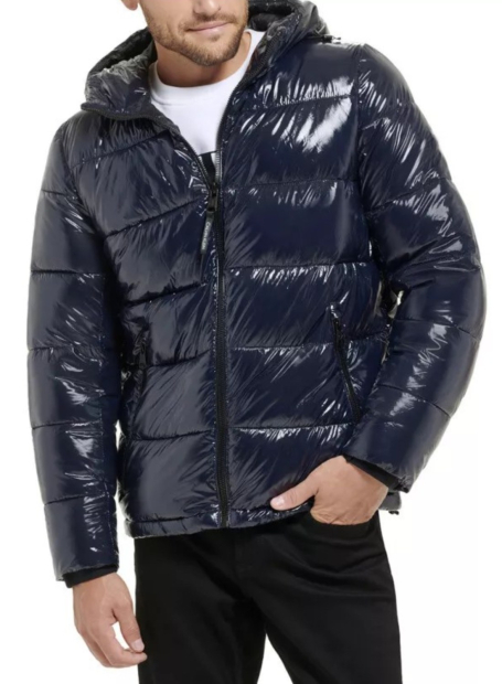 Мужской глянцевый пуховик Calvin Klein 1159841226 (Синий XXL)
