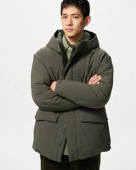 Куртка-пуховик UNIQLO з капюшоном 1159842490 (Зелений 3XL)