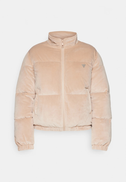 Жіноча коротка куртка Guess з велюрової тканини 1159844427 (рожевий M)
