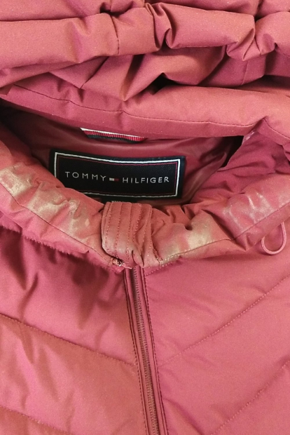 Женская стеганая куртка с капюшоном Tommy Hilfiger 1159851126 (Бордовый L)