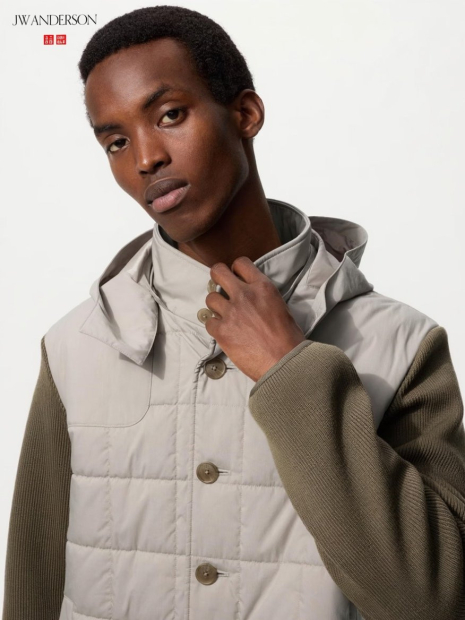 Комбинированная стеганая куртка JW ANDERSON and UNIQLO 1159854459 (Бежевый/Коричневый L)