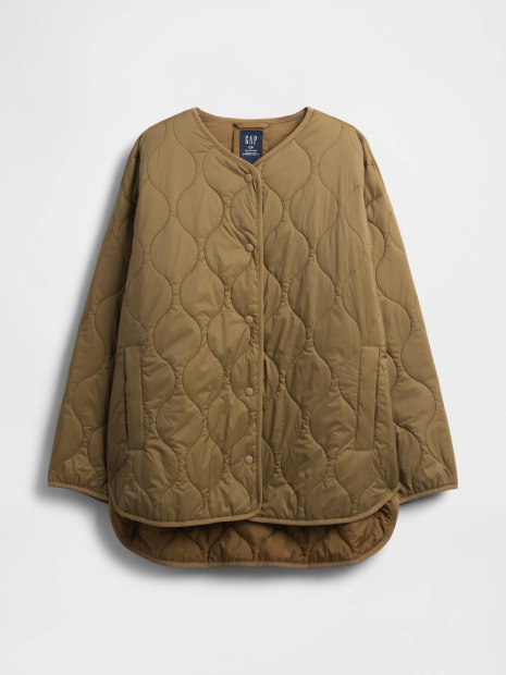 Женская стеганая куртка GAP на кнопках 1159854900 (Зеленый XL)