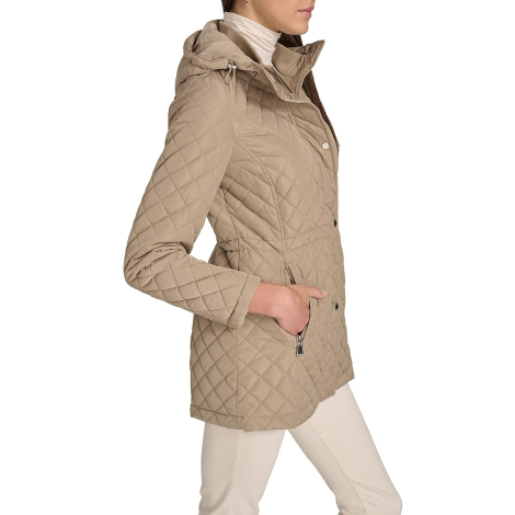 Женская стеганая куртка Calvin Klein с капюшоном 1159858791 (Бежевый L)