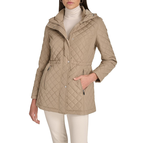 Женская стеганая куртка Calvin Klein с капюшоном 1159858791 (Бежевый L)