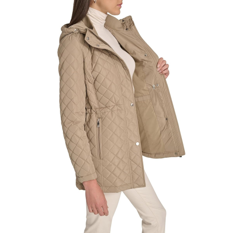 Женская стеганая куртка Calvin Klein с капюшоном 1159858791 (Бежевый L)