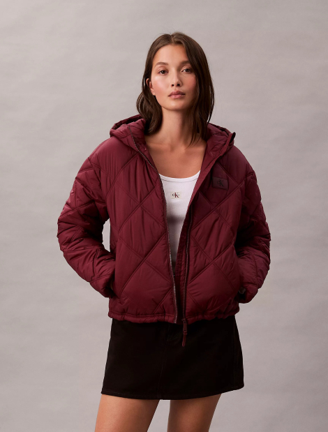 Жіноча стьобана куртка Calvin Klein 1159892341 (Бордовий S)