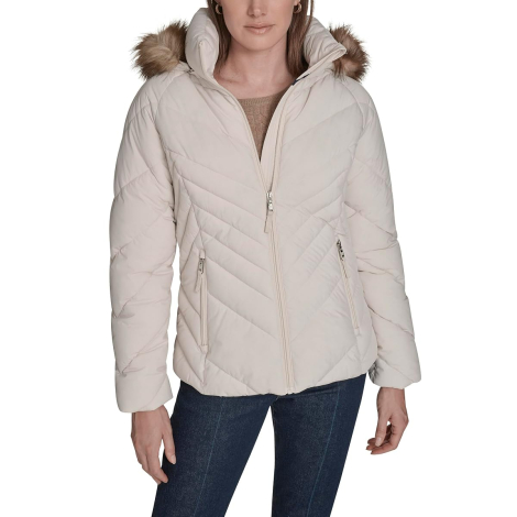 Жіноча стьобана куртка Tommy Hilfiger на блискавці 1159908477 (Молочний XL)