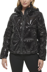 Женский глянцевый стёганый пуховик Karl Lagerfeld Paris 1159845835 (Черный XL)