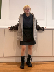 Комбинированная стеганая куртка JW ANDERSON and UNIQLO 1159854459 (Бежевый/Коричневый L)