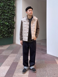 Комбинированная стеганая куртка JW ANDERSON and UNIQLO 1159854459 (Бежевый/Коричневый L)